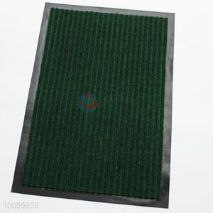 Hot sale rectangular deep green double-stripe door mat