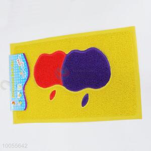 Wholesale rectangular yellow drawing door mat with apple embossing