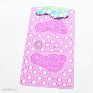 Hot sale round hole pink bath mat with footprint embossing