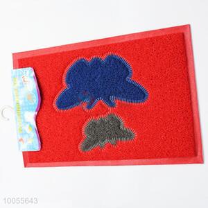 Hot sale rectangular red drawing door mat with butterfly embossing