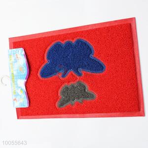 Hot sale rectangular red drawing <em>door</em> <em>mat</em> with butterfly embossing