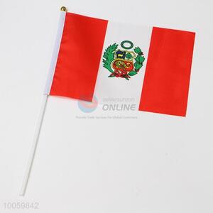 14*21cm Peru Hand Waving Flag With Plastic Pole