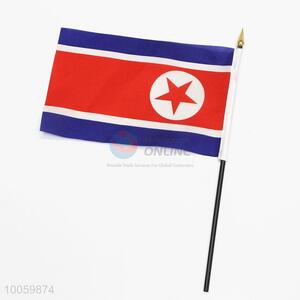 14*21cm North Korea Hand Waving Flag With Plastic Pole