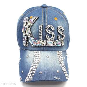 Fashion diamond-studded KISS shape cowboy hat  peak cap for sale