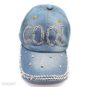 Wholesale washed denim diamond-studded cowboy for outdoor recreational sports