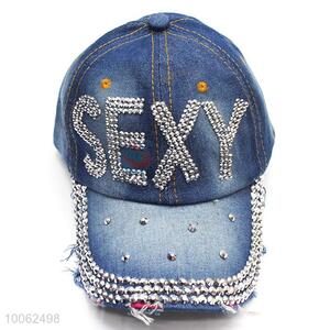 Hot sale girls sun-shade hat diamond-studded cowboy hat  peak cap