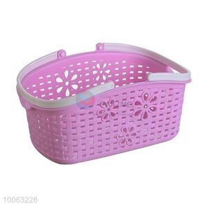 Good quality purple plastic hollow storage basket with handle