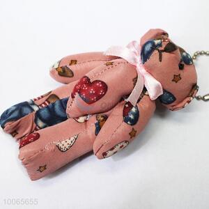 Lovely 11cm cloth jointed bear keychain/phone charms for girl