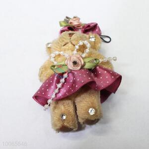 Good quality 6cm plush princess bear keychain/bag hanger