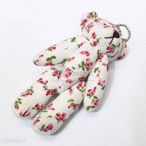 Lovely 11cm floral cloth jointed bear keychain/phone pendant/phone charms