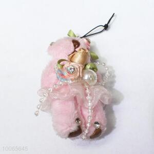 Pink plush princess bear keychain/bag hanger