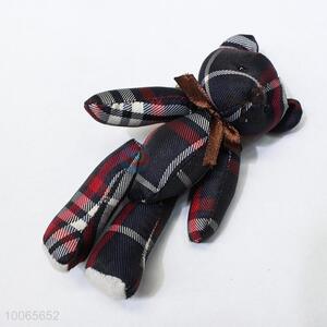 Lovely 11cm plaid cloth jointed bear keychain/phone charms
