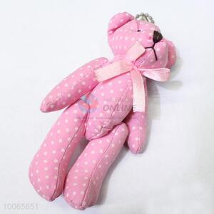 Lovely 11cm pink cloth jointed bear keychain/phone charms