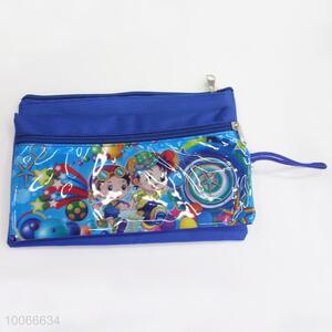 Hot Sale 21.5*12cm Blue Double-layers Pen Bag with Cartoon Boys Pattern