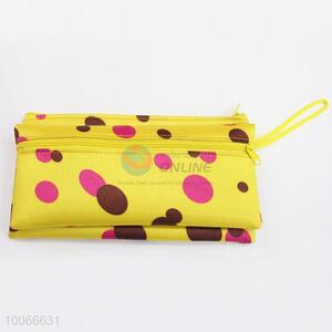 Hot Sale 21.5*12cm Double-layers Pen Bag with Dots Pattern