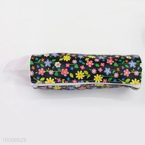 New Design 20*6cm Cylinder Shaped Pen Bag with Flowers Pattern