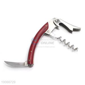 Wholesale double color multi-function wooden handle stainless steel bottle opener corkscrew