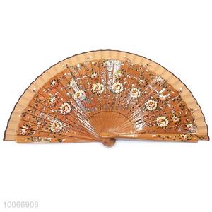 Wholesale handheld folding hand fan wooden single face fan