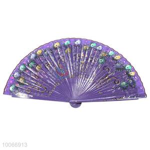 Wholesale folding hand fan printed decorative pattern wooden double-faced fan