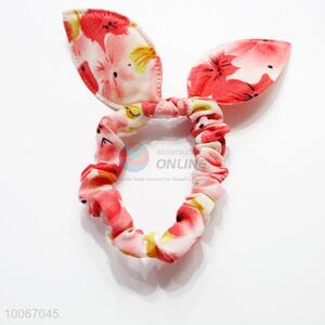 Flower Pattern Hair Ring with Rabbit Ears
