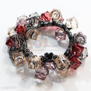 New promotions women <em>hair</em> rings with faced transparent beads