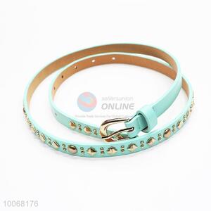 Thin PU belt with rivets for women
