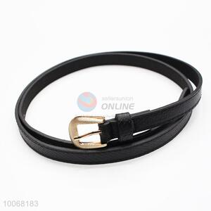 Black PU belt with braided pattern for women