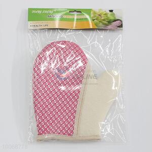 Pink Flax and Cotton Body Shower Glove