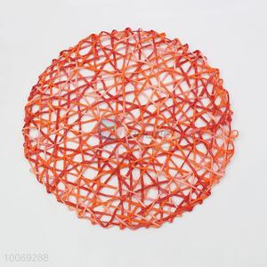 Round Shaped Orange Woven Paper Placemat