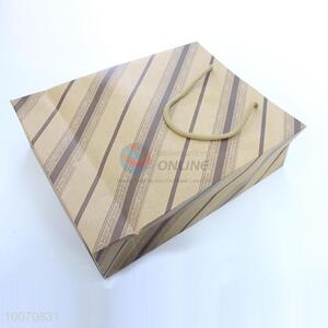 Top quality stripe pattern brown paper gift bag