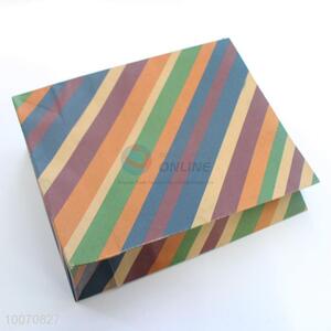 Colorful stripe pattern brown paper gift bag