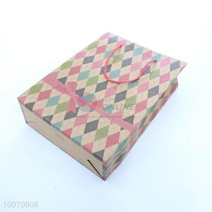 Colorful grid pattern kraft paper bags