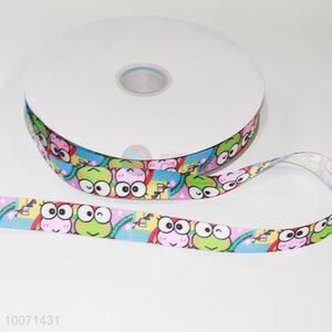Frog pattern 100% polyester grosgrain ribbon