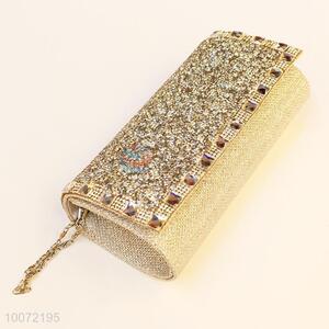 Latest khaki women evening bag lady crystal clutch bag