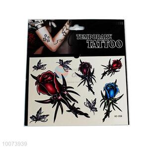 Red and Blue Rose Temporary Tattoo Stickers