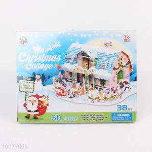 38pcs christmas cottage educational diy toys 3d <em>puzzle</em>