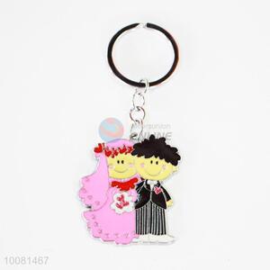 Pink Bride and Groom Zine Alloy Metal Key Chain/Key Ring