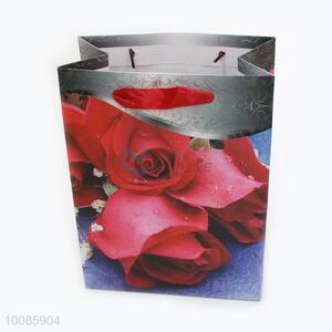 Nice Rose Pattern White Cardboard Paper Handbag/Gift Bag