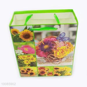 Chrysanthemum Pattern White Cardboard Paper Handbag/Gift Bag From China