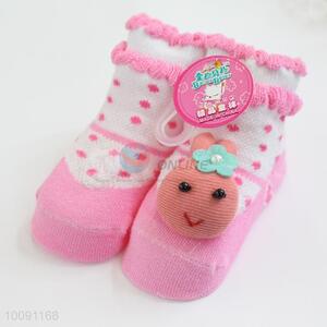 Pink Anti Slip Cotton Baby Sock/ Soft Baby Socks