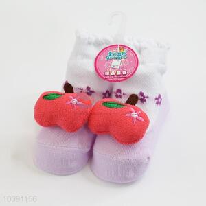 3D Apple Anti Slip Cotton Baby Sock/ Soft Baby Socks