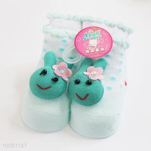 3D Green Rabbit Anti Slip Cotton Baby Sock/ Soft Baby Socks