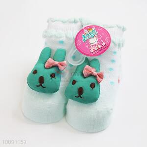 3D Green Rabbit Anti Slip Cotton Baby Sock/ Soft Baby Socks