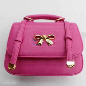 Top sale women rose pu handbag/messenger bag with bow charm