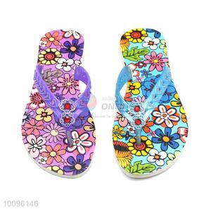 Summer cheap plastic printing flip flops for lady