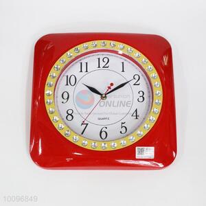 Red Square Plastic Wall Clock/Decorative Wall Clock
