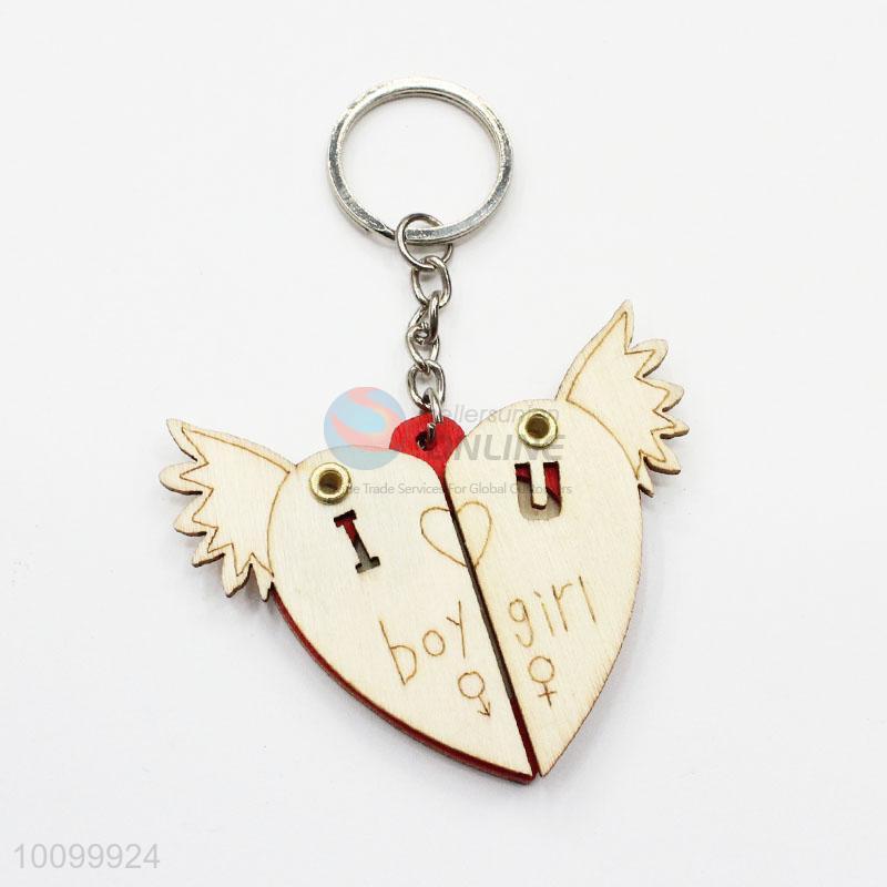 Wooden Heart Shaped Keychains - Heavy-Duty Keyring Key Holder for