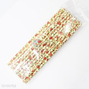Red Flower Printed Paper Straw for Party Use