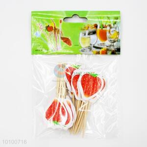 Decorative Strawberry Design Wooden Fruit Toothpicks