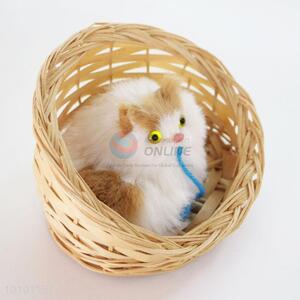 Lovely Mini Imtated Cat Handmade Basket Craft